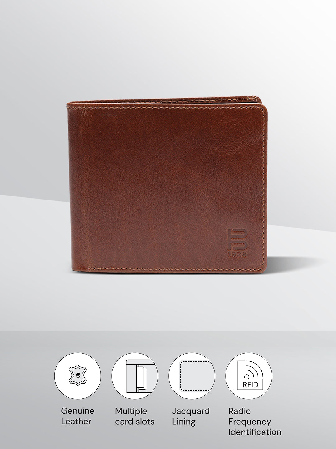 BAGATT Light Brown & Blue Bi-Fold Wallet