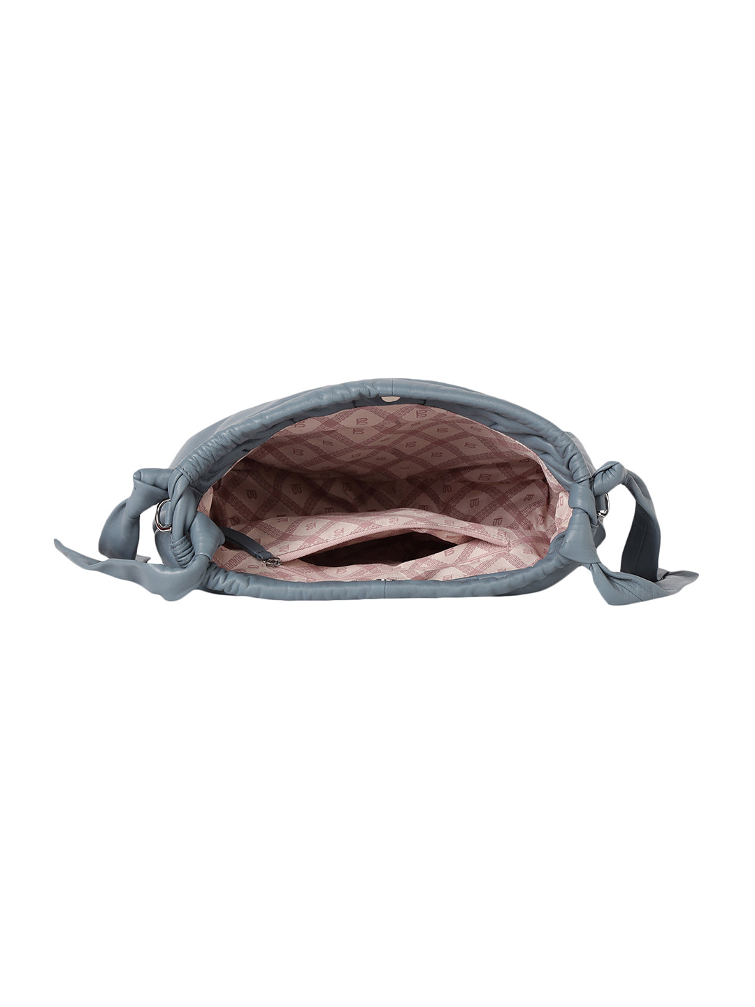 Solza Blue Leather Knotted Shoulder Bag