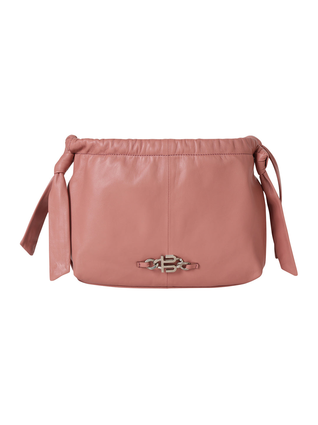 Solza Pink Leather Knotted Shoulder Bag