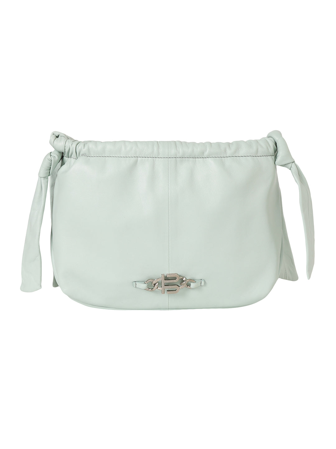 Solza Light Blue Leather Knotted Shoulder Bag
