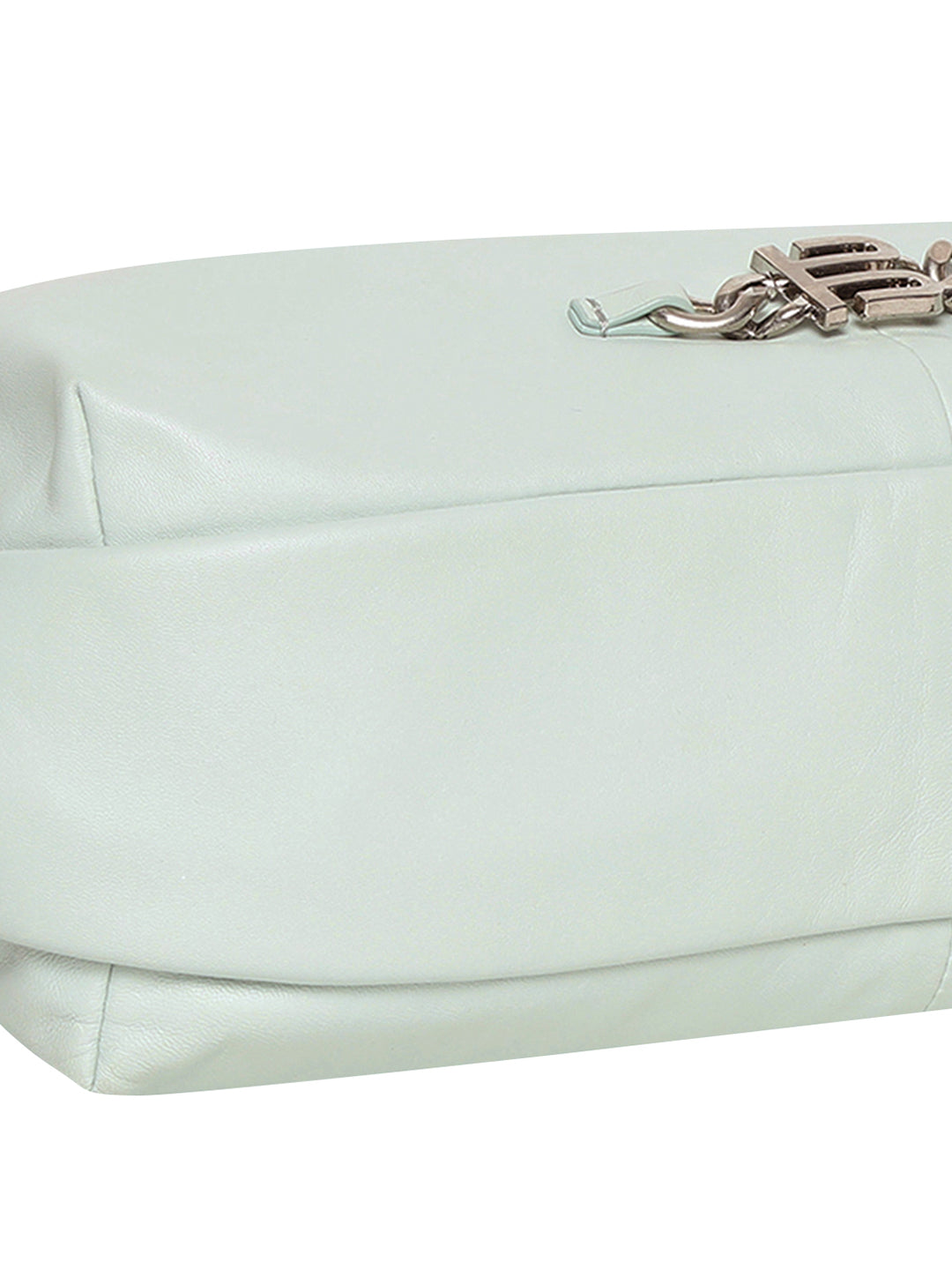 Solza Light Blue Leather Knotted Shoulder Bag