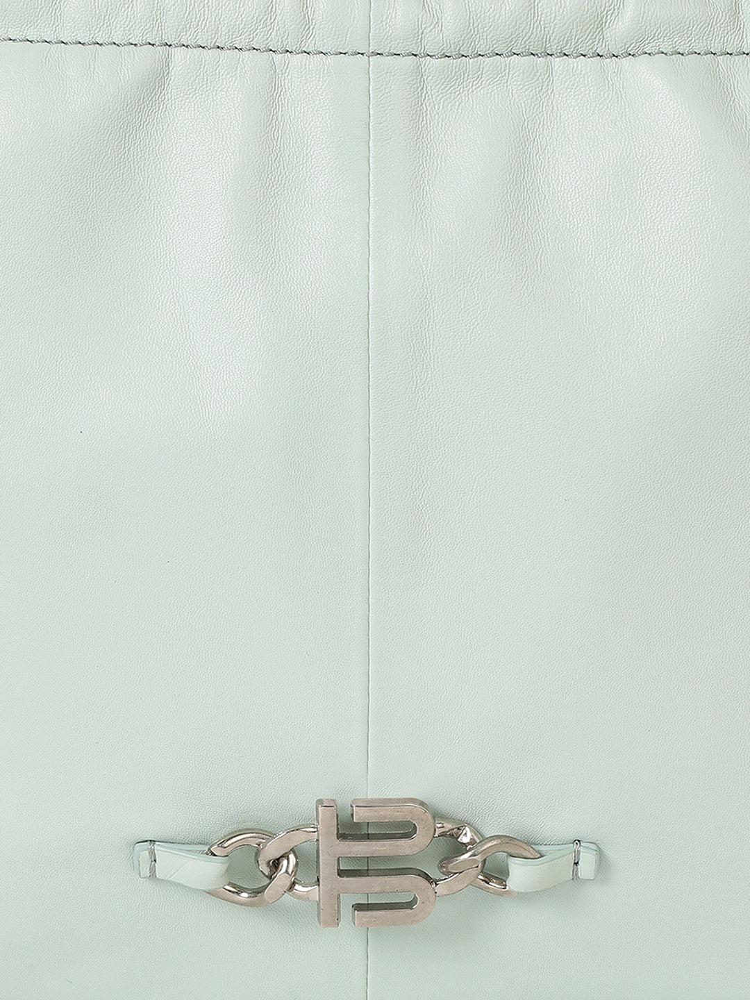 Solza Light Blue Leather Knotted Shoulder Bag