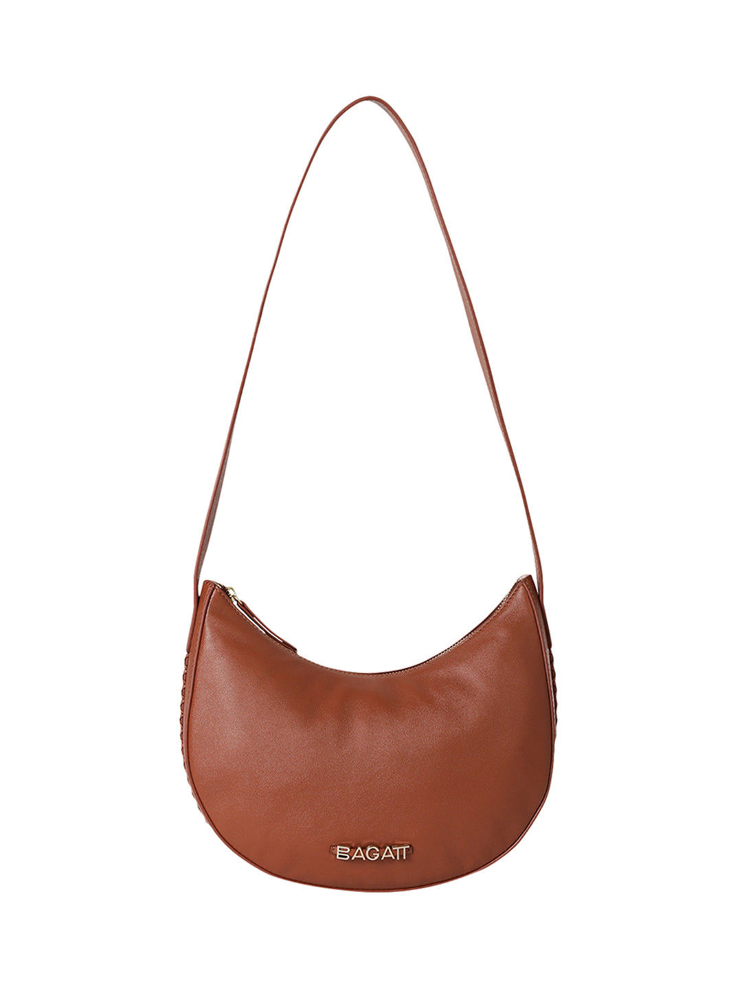 Bretna Brown Leather Weaved Shoulder Bag