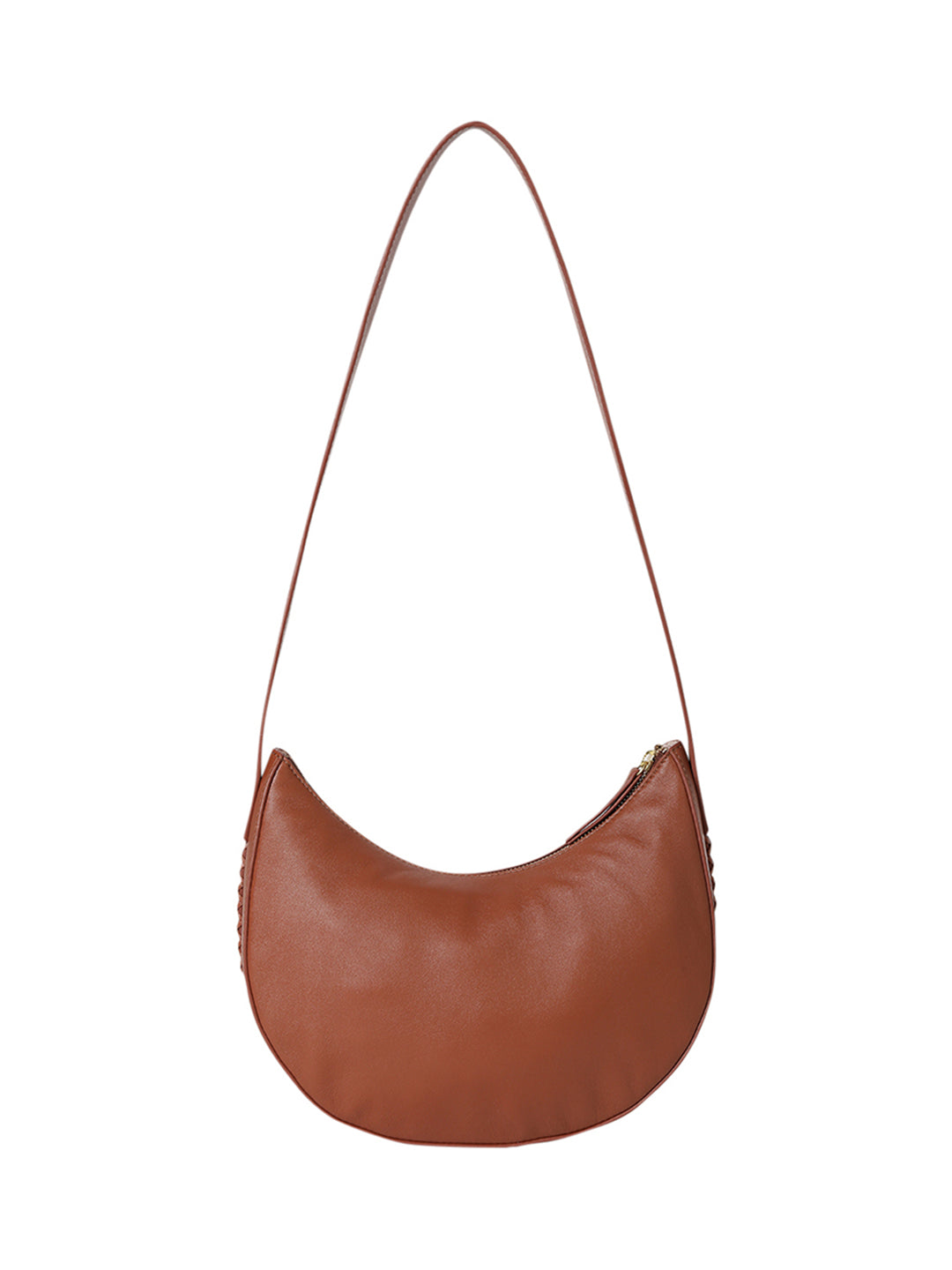 Bretna Brown Leather Weaved Shoulder Bag