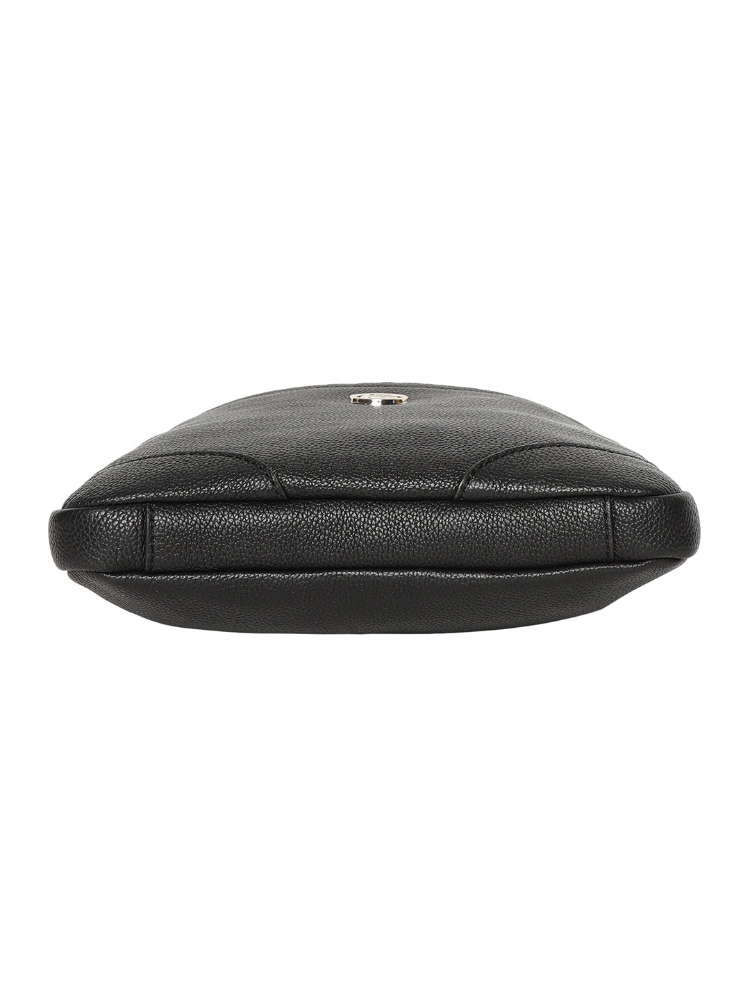 Campania Black Leather Cross Body Messenger Bag