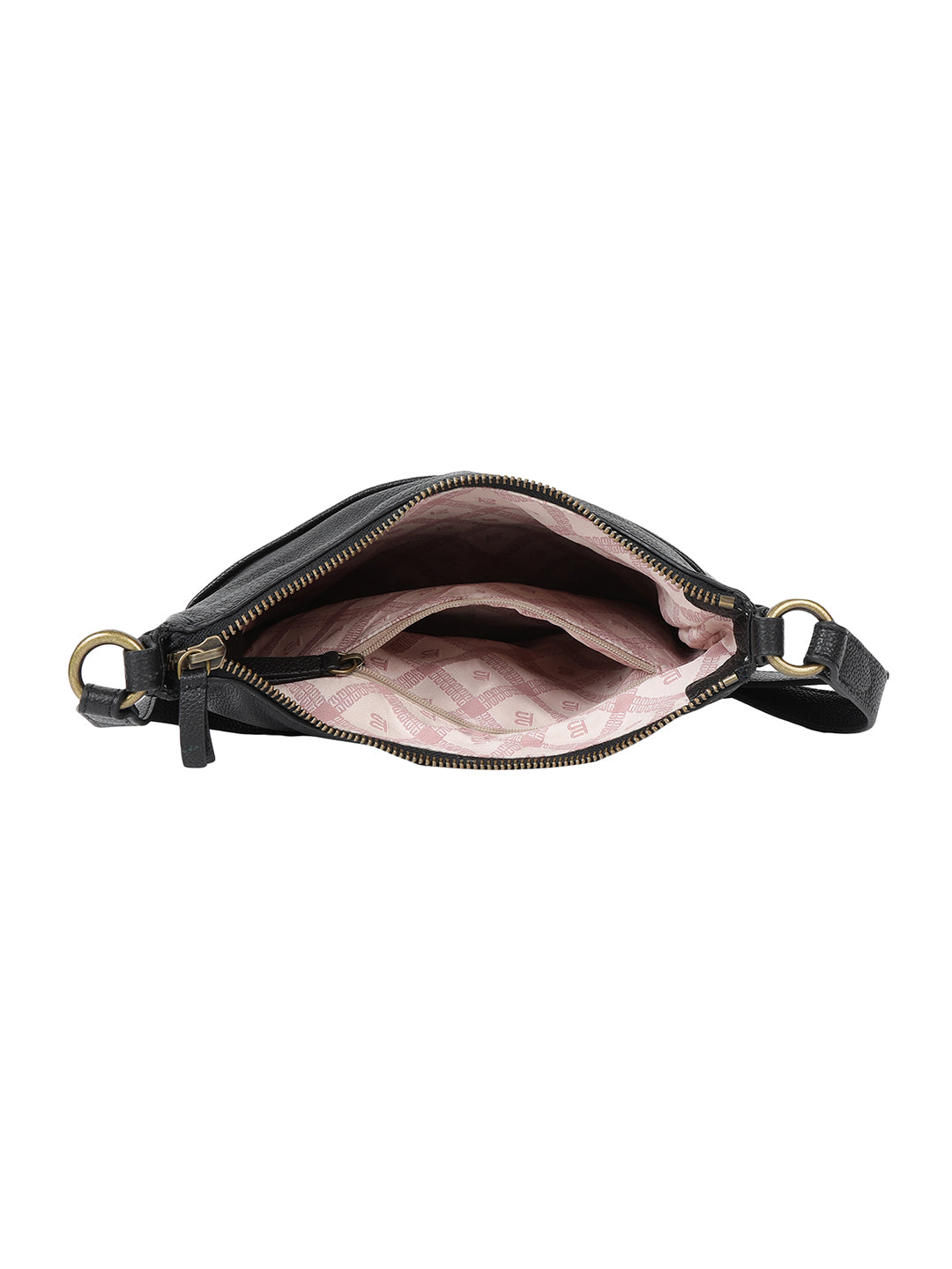 Campania Black Leather Cross Body Messenger Bag