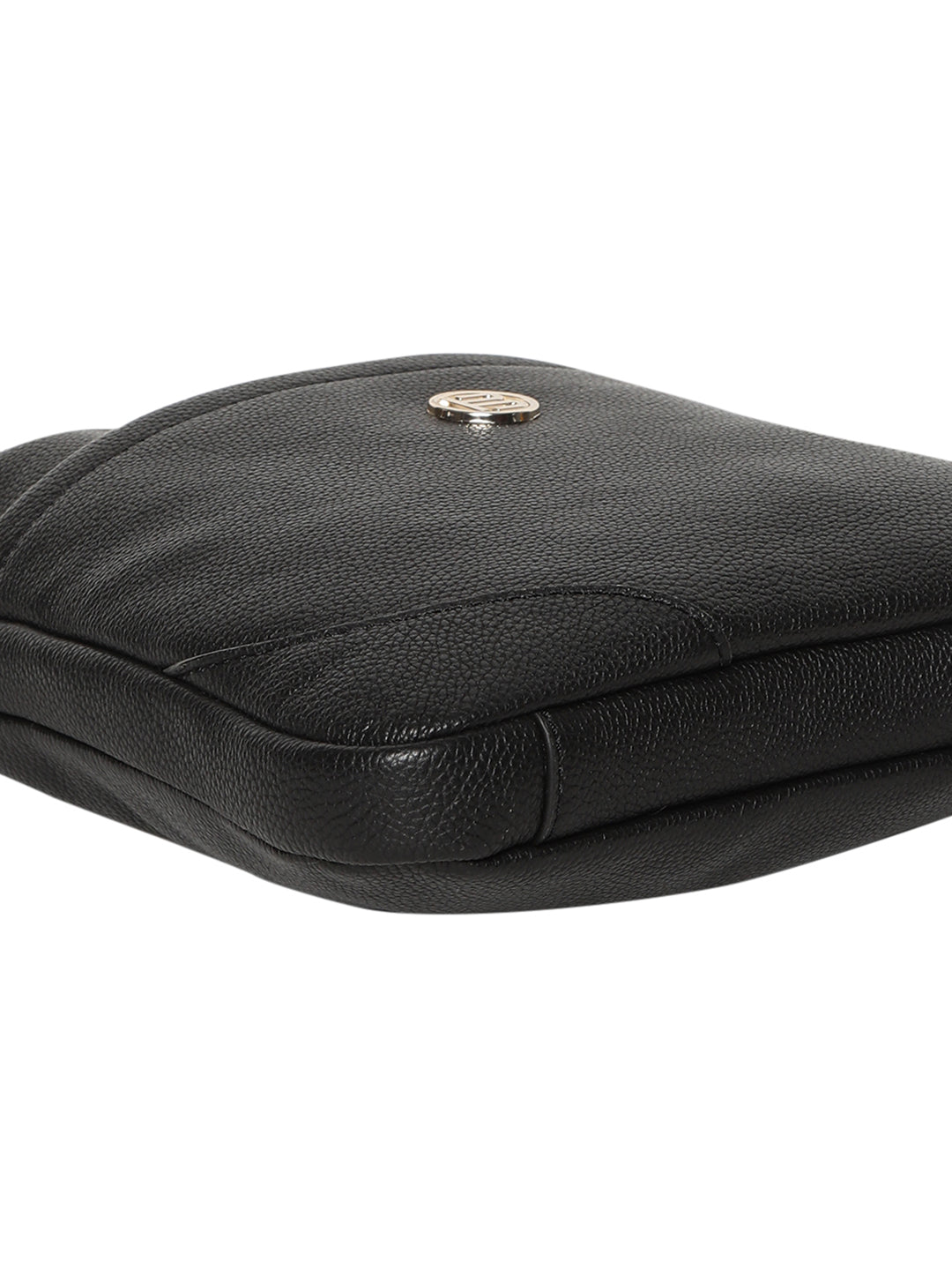 Campania Black Leather Cross Body Messenger Bag