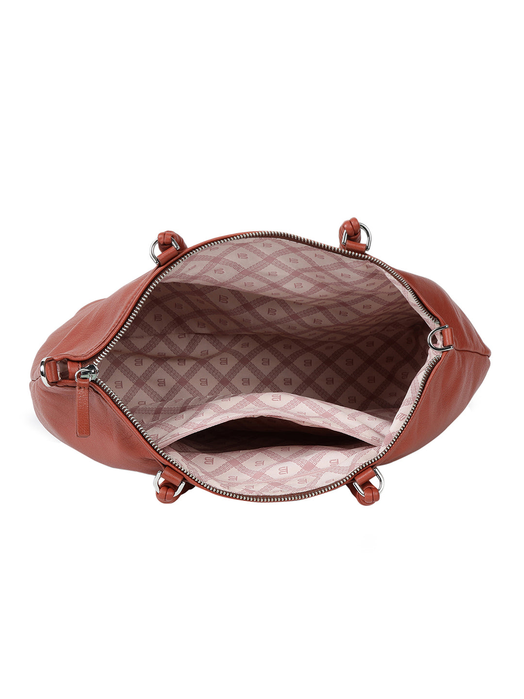 Sparone Light Brown Leather Braided Handle Shoulder Bag