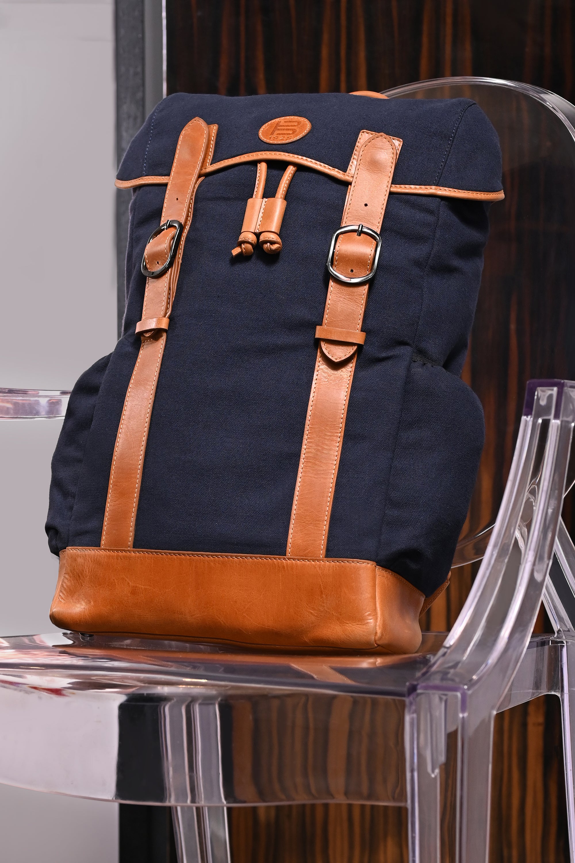 BAGATT Dark Blue Canvas Bagpack