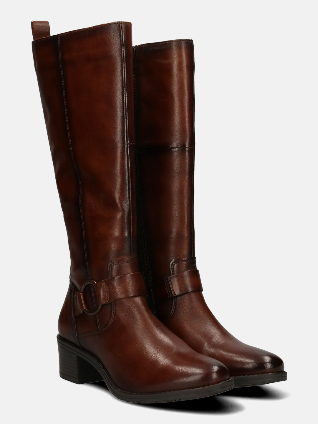 Brown leather knee boots womens best sale