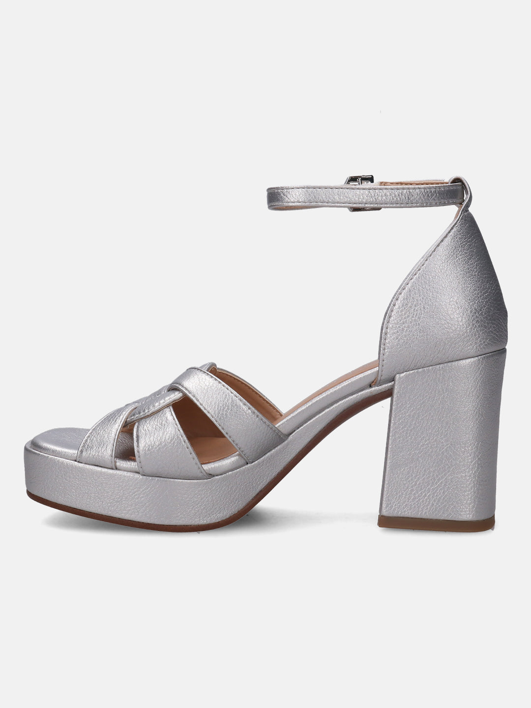 Cesena Metallics Silver Block Heels - BAGATT