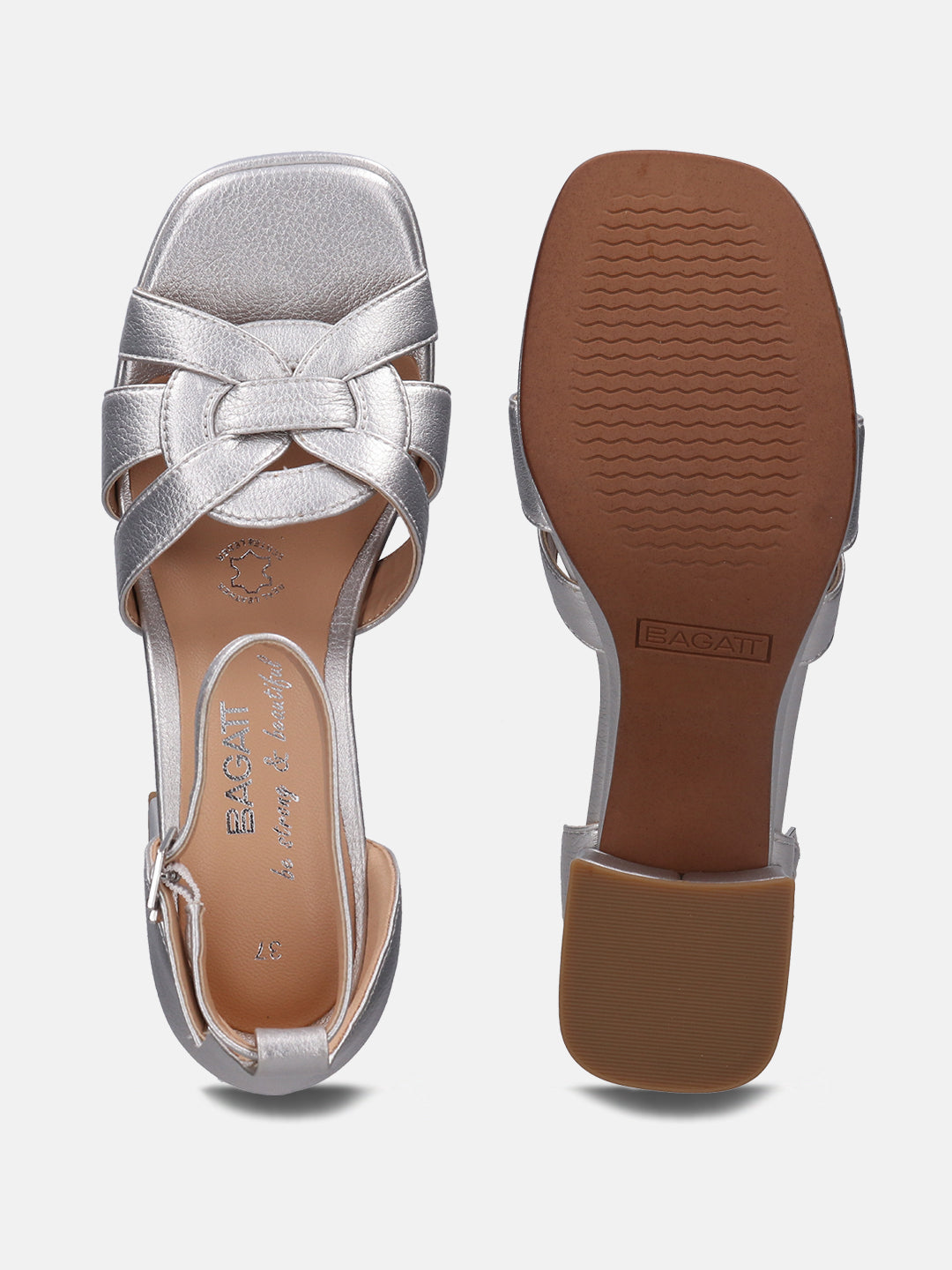 Cesena Metallics Silver Block Heels - BAGATT