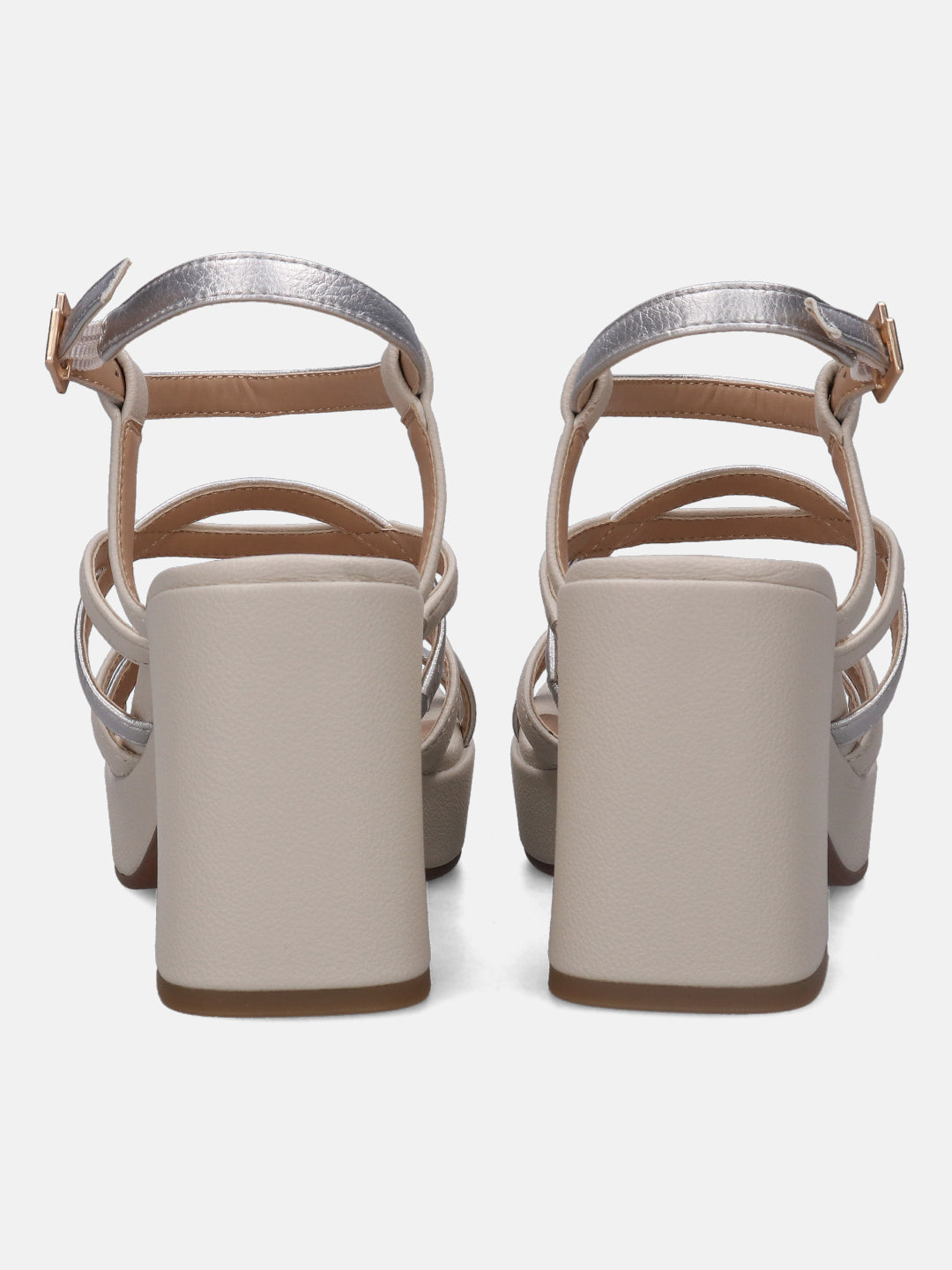 Cesena Beige & Silver Block Heels - BAGATT