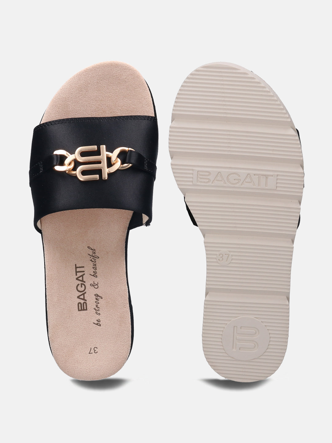 Kiko Black Flatform Sandals - BAGATT