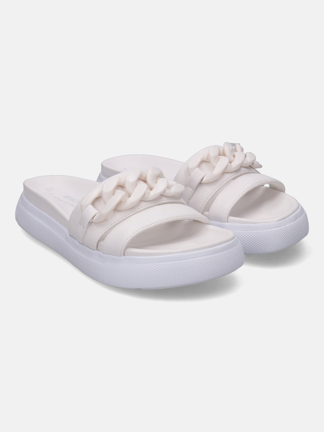 Dalia White Flatform Sandals - BAGATT