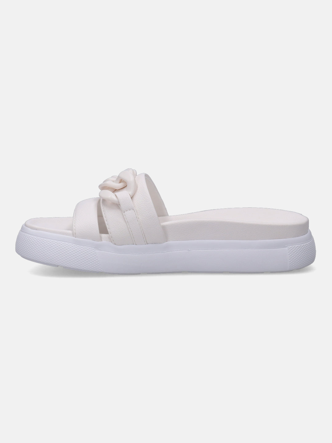 Dalia White Flatform Sandals - BAGATT