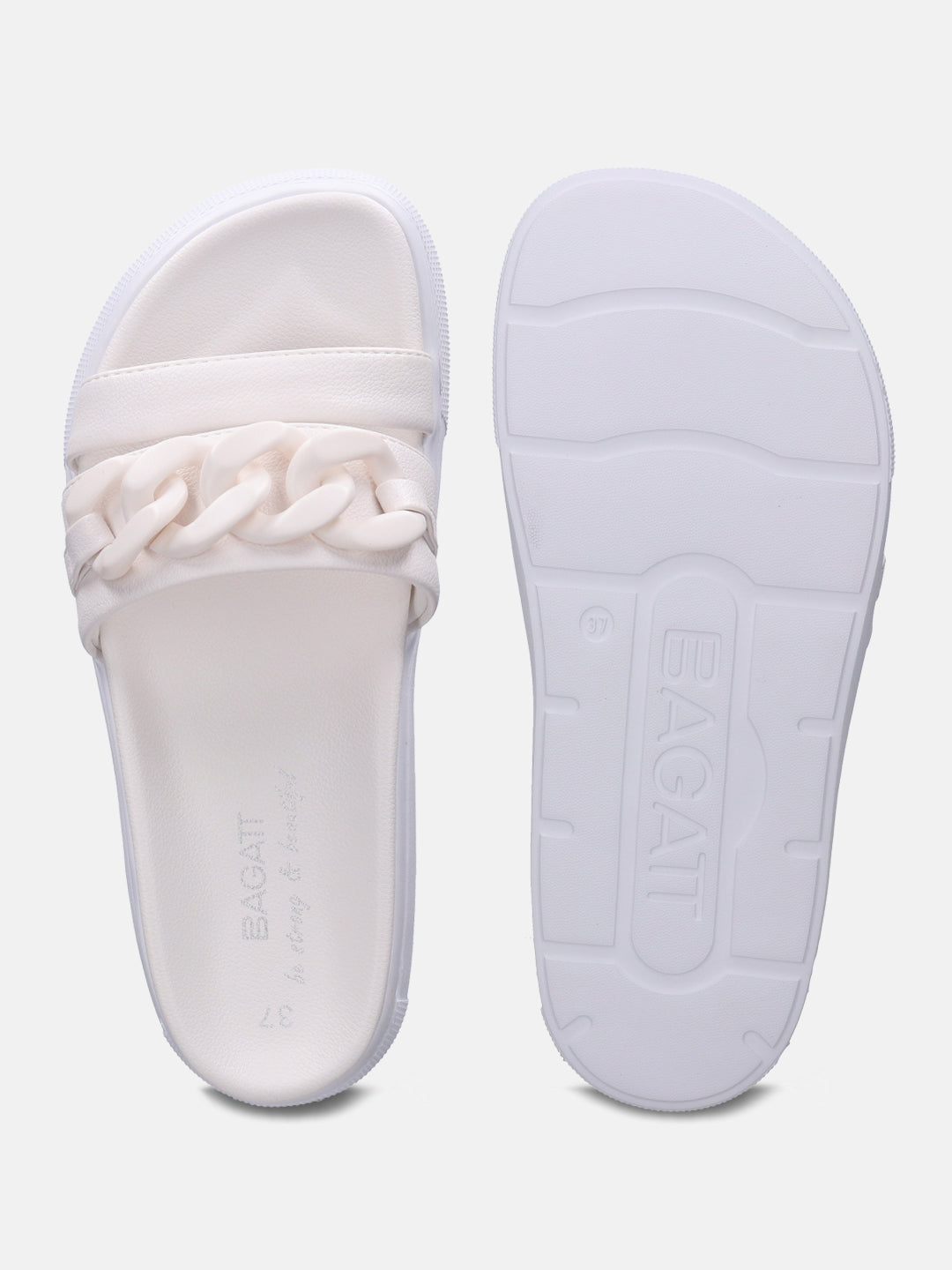 Dalia White Flatform Sandals - BAGATT