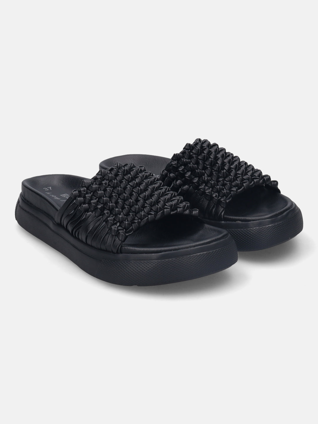 Dalia Black Flatform Sandals - BAGATT
