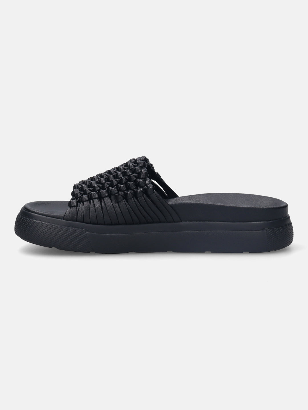 Dalia Black Flatform Sandals - BAGATT