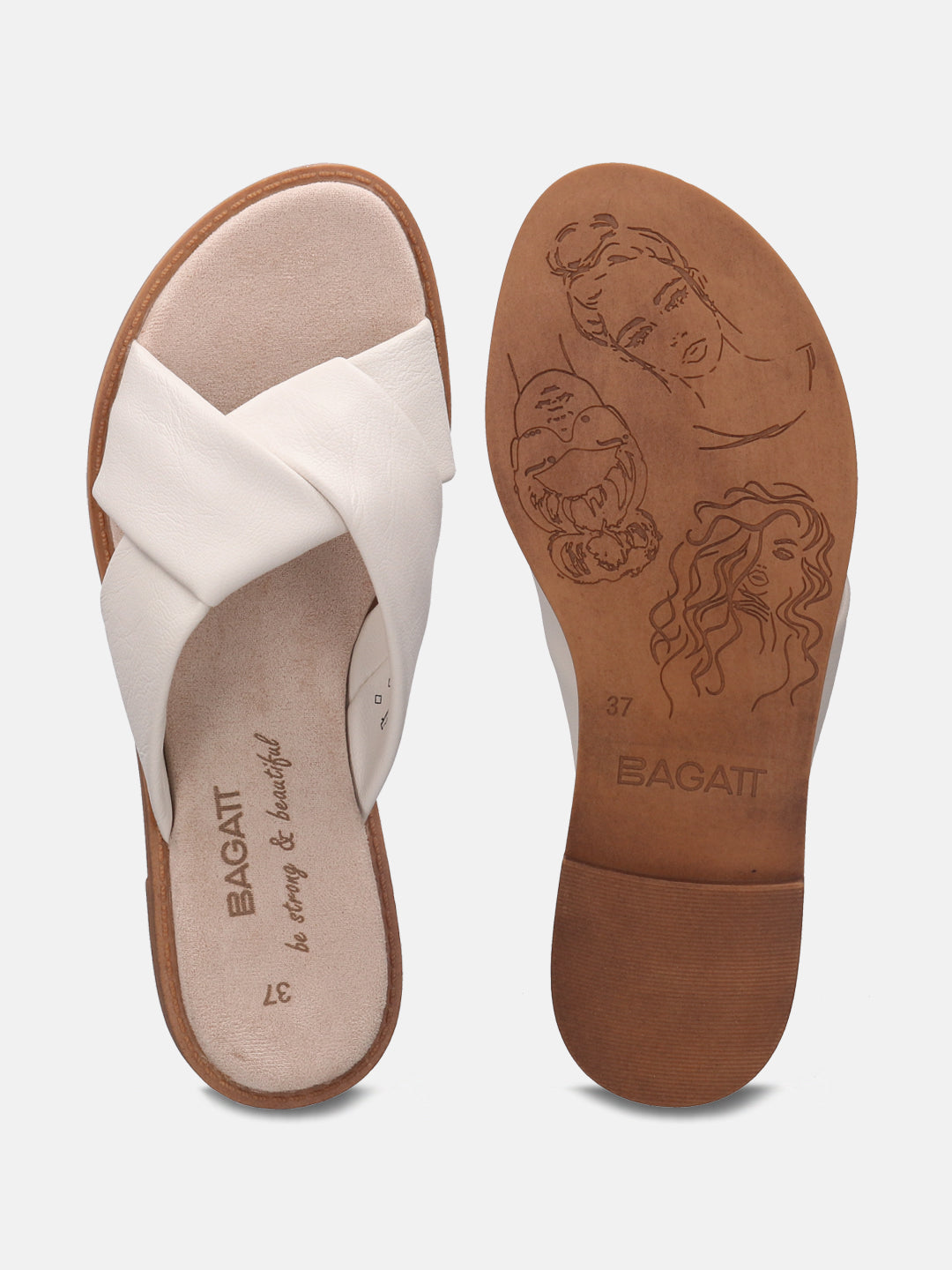 Goldy Beige Flat Sandals - BAGATT