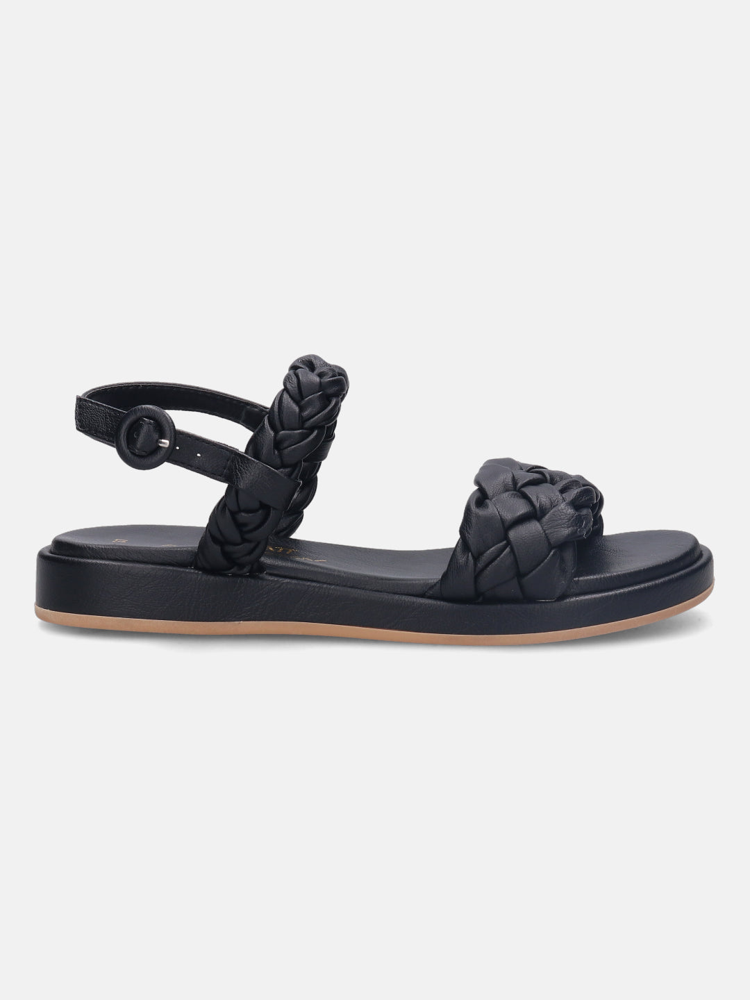 Ravenna Black Flat Sandals - BAGATT