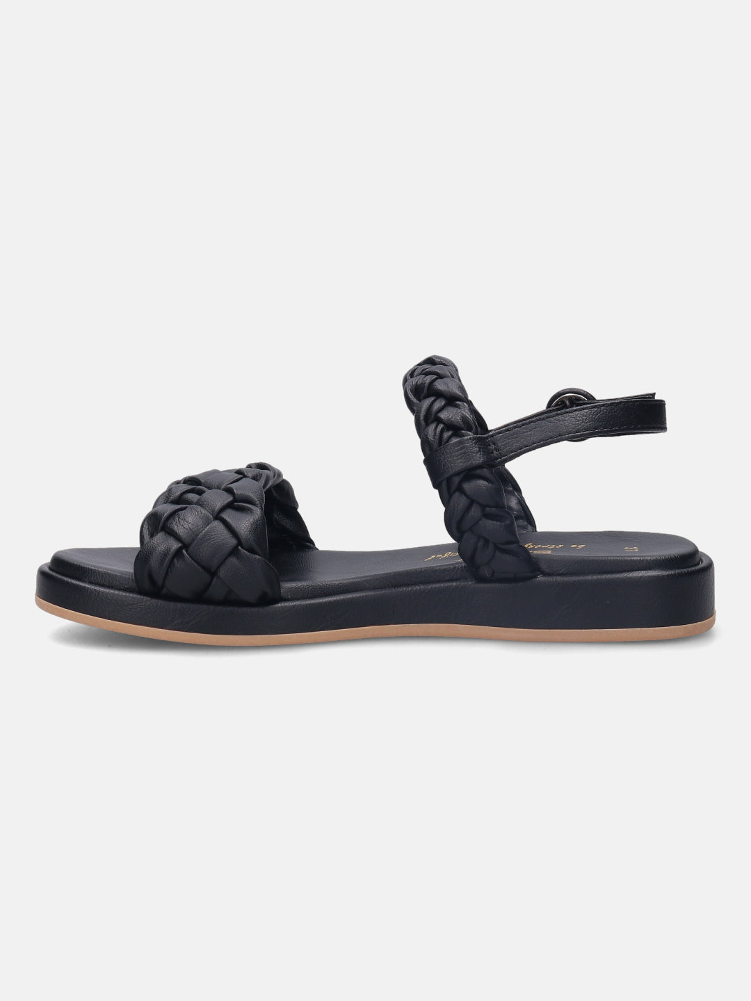 Ravenna Black Flat Sandals - BAGATT