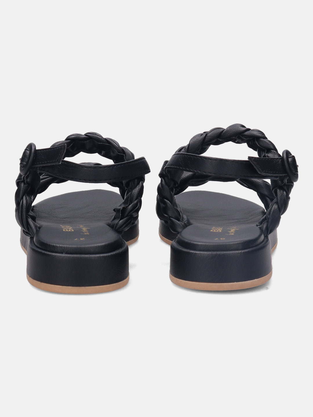 Ravenna Black Flat Sandals - BAGATT