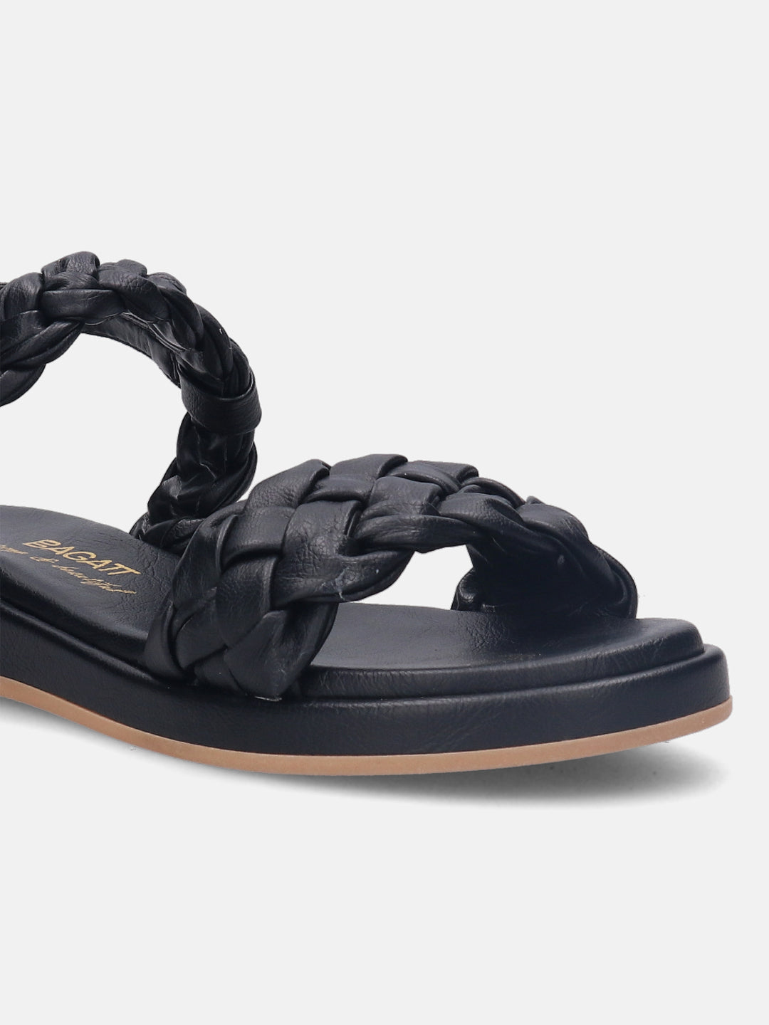 Ravenna Black Flat Sandals - BAGATT