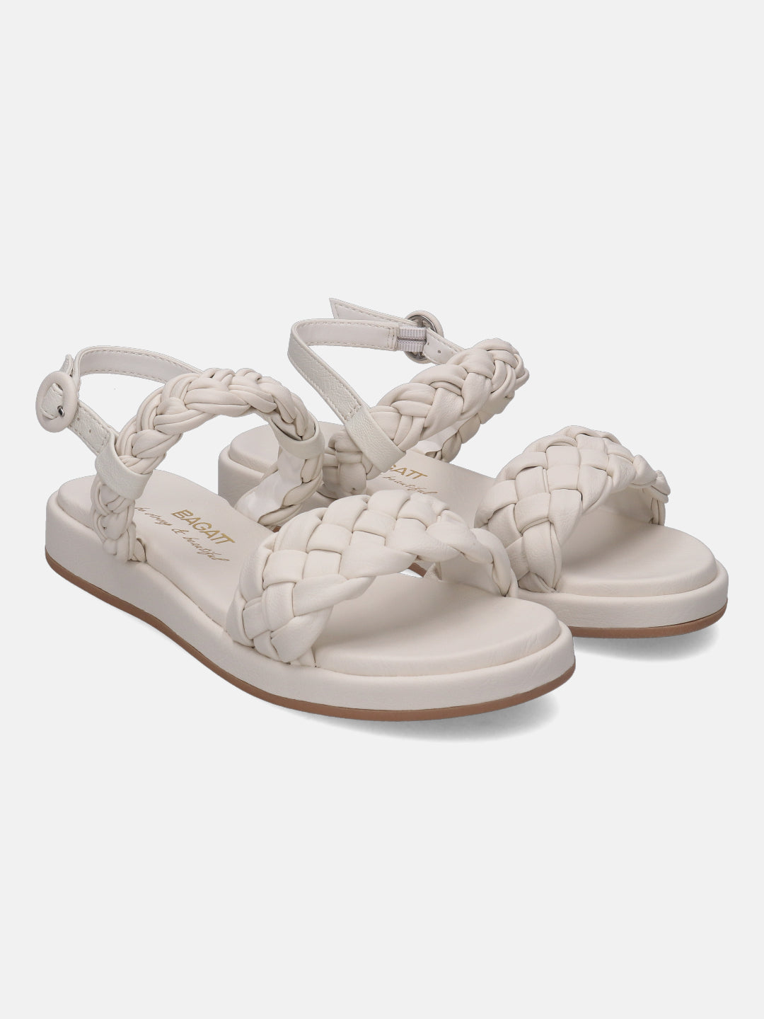 Ravenna Off White Flat Sandals - BAGATT