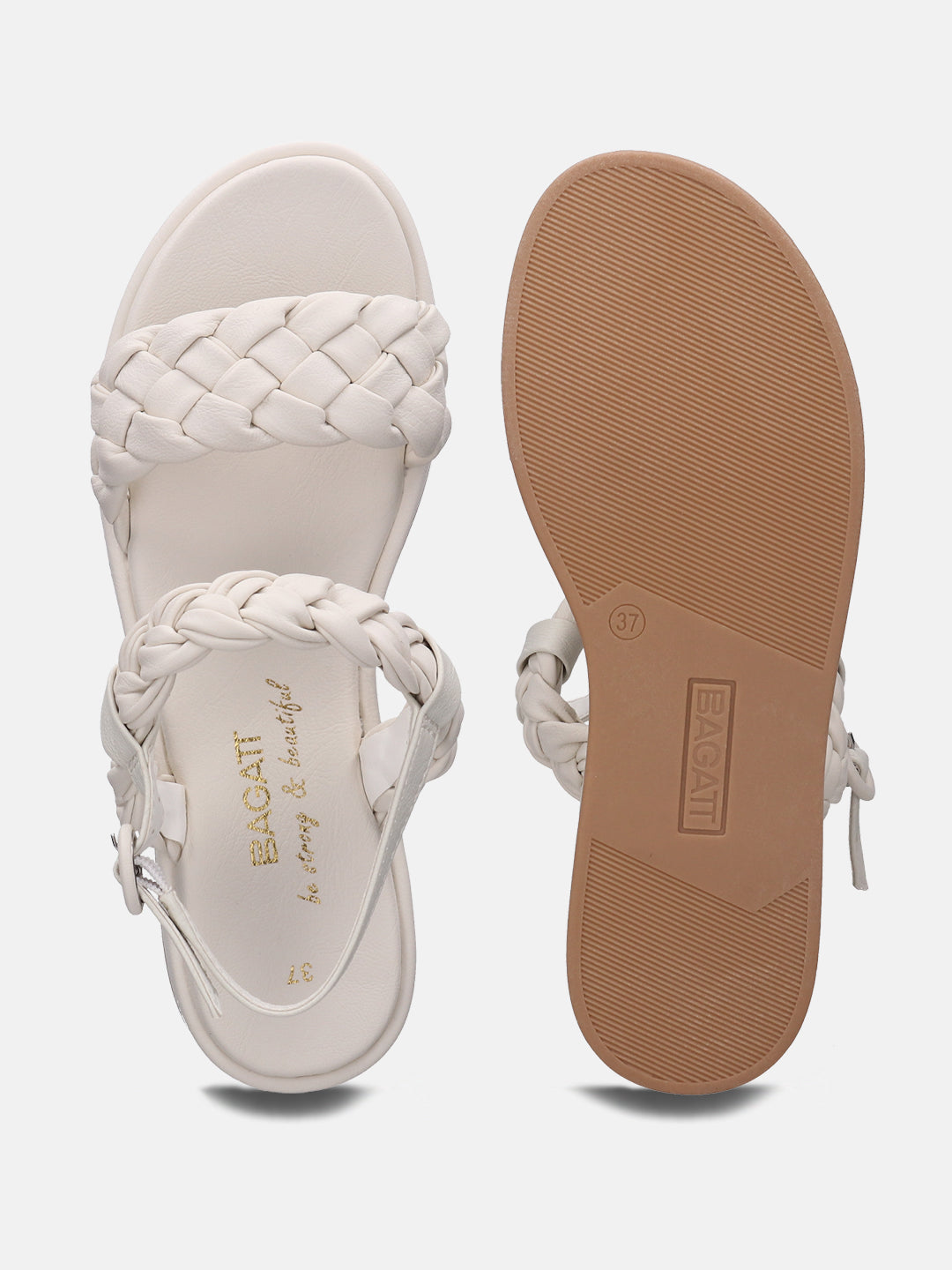Ravenna Off White Flat Sandals - BAGATT