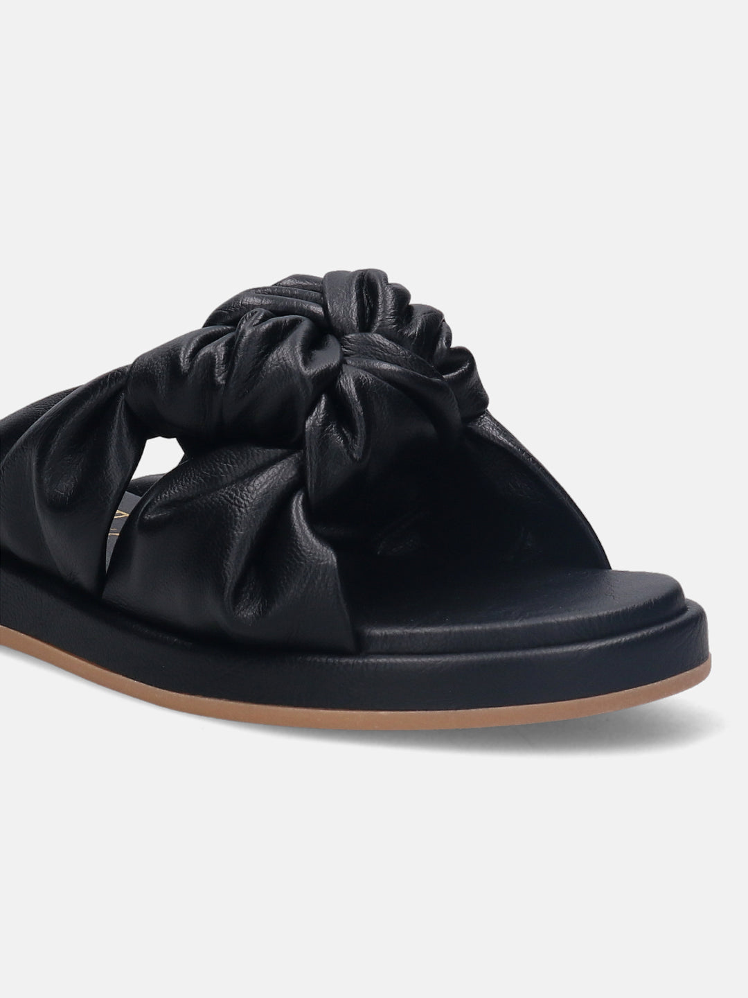 Ravenna Black Flat Sandals - BAGATT