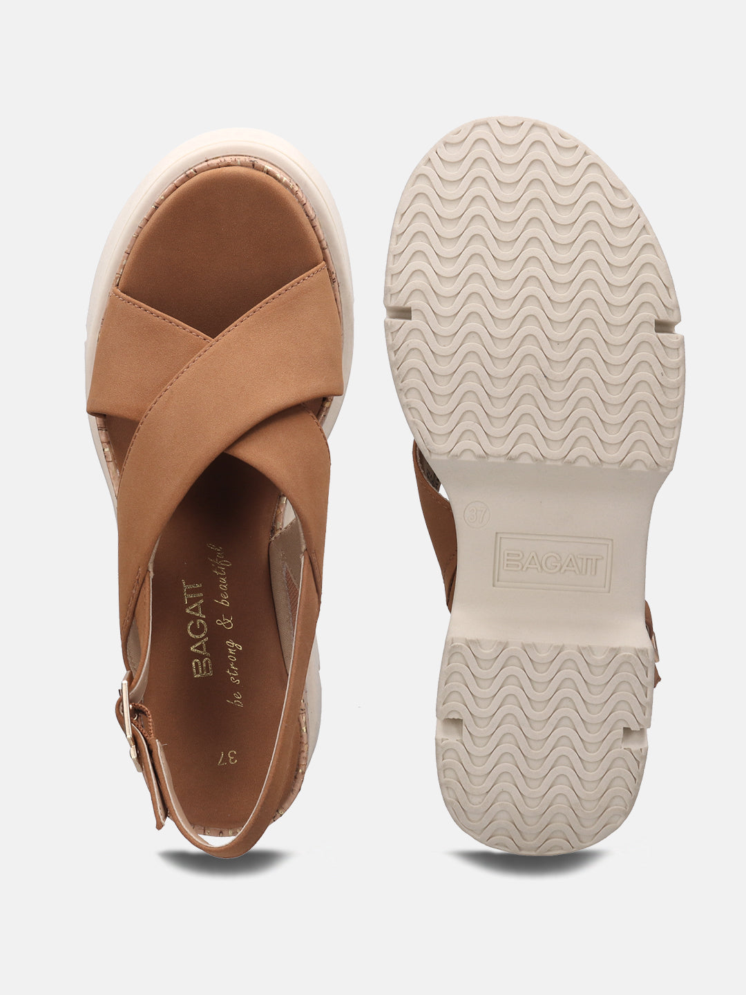 Trish Cognac Wedges - BAGATT