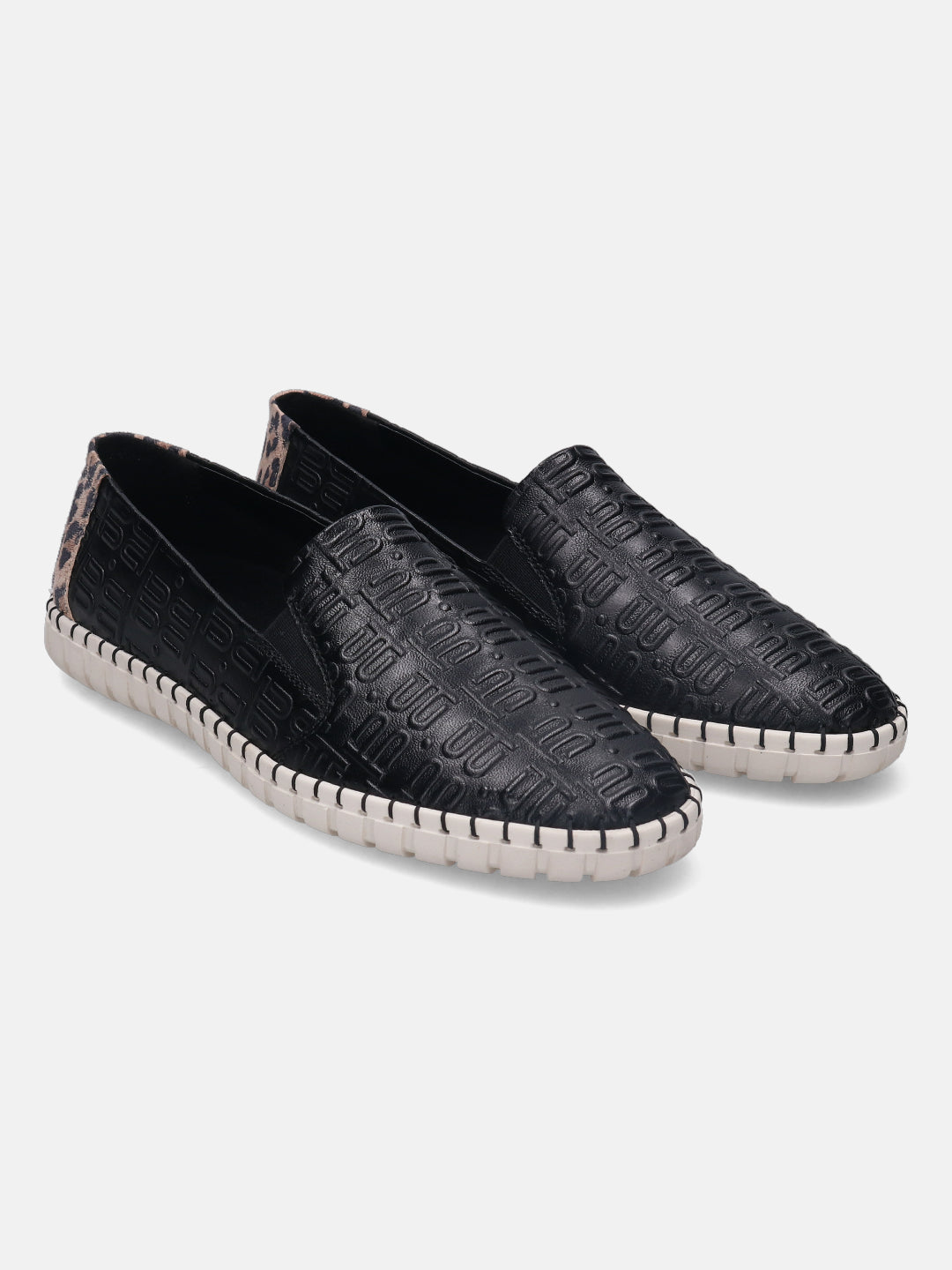 Bali Black Animal Print Casual Loafers - BAGATT