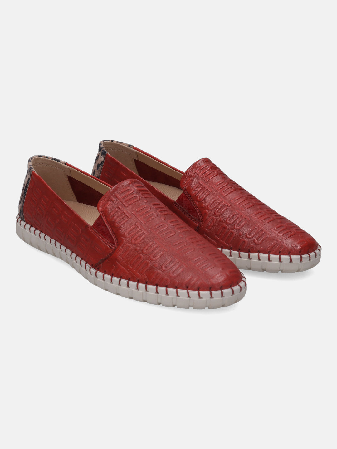 Bali Red Animal Print Casual Loafers - BAGATT