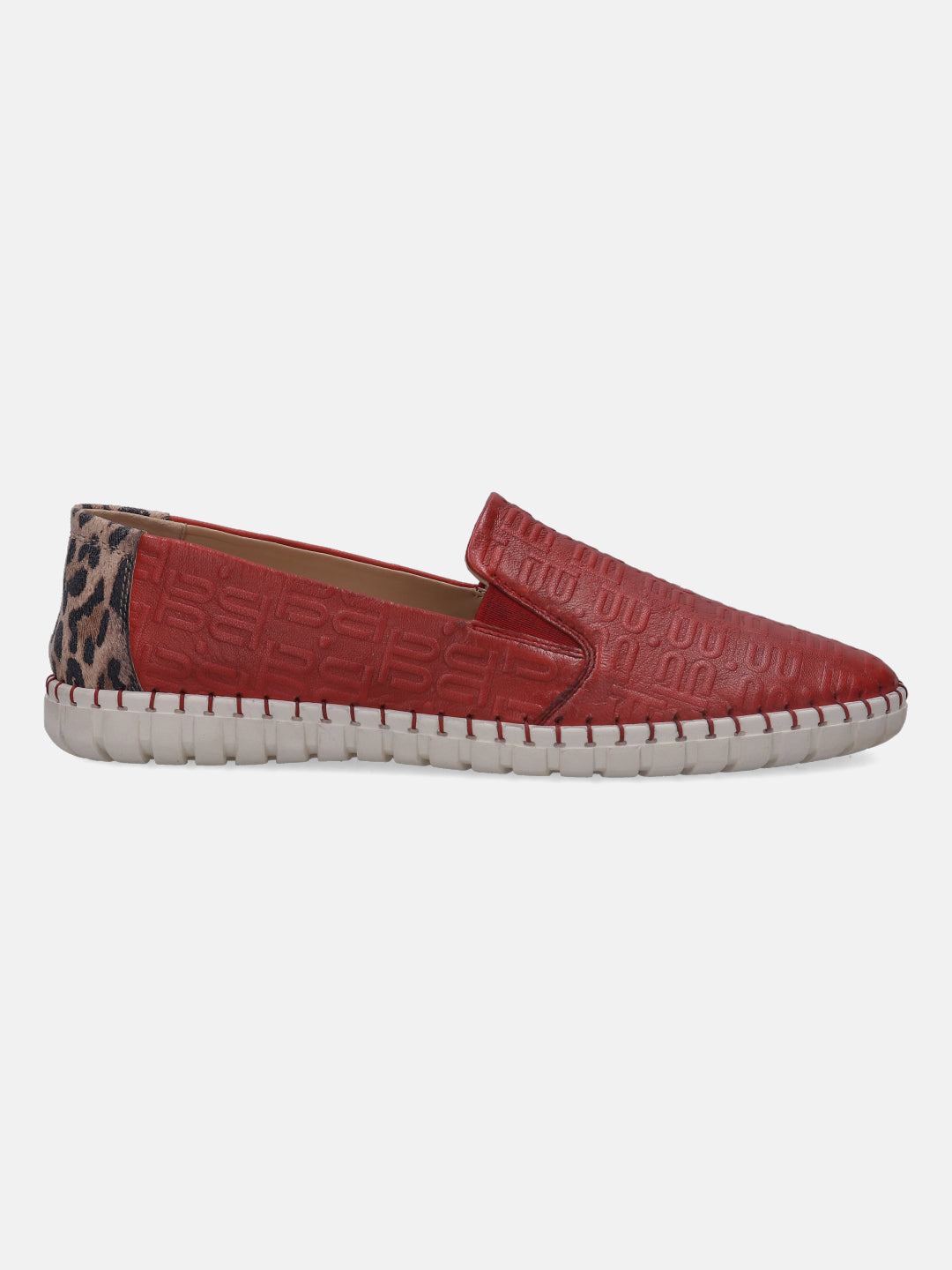 Bali Red Animal Print Casual Loafers - BAGATT