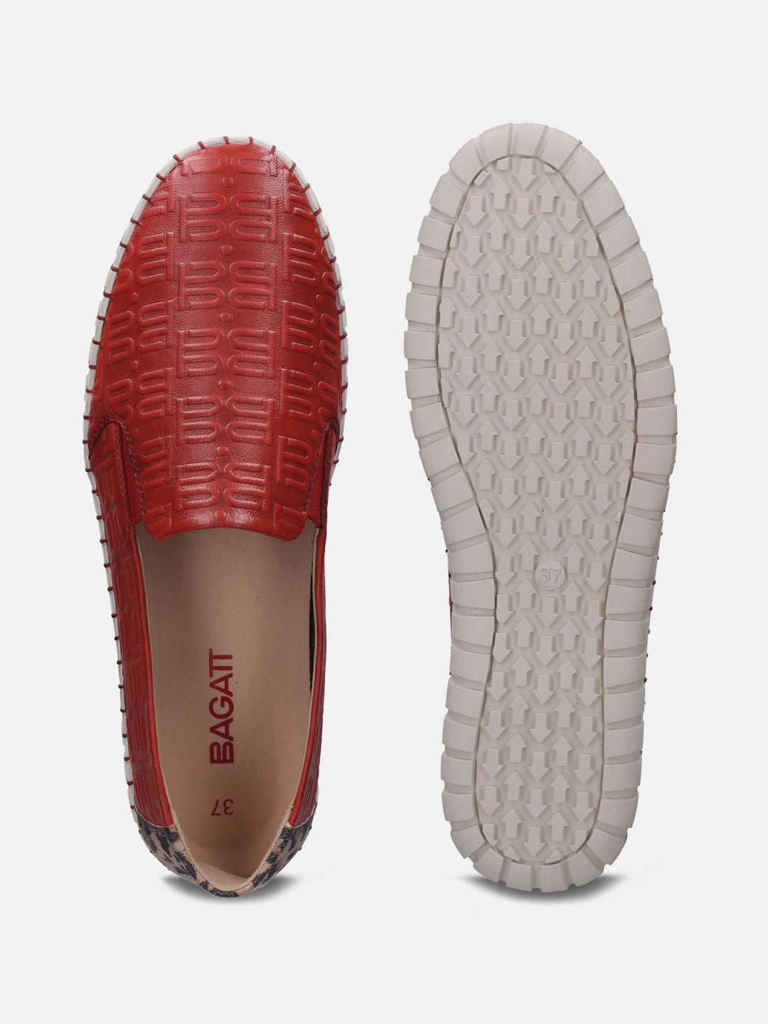 Bali Red Animal Print Casual Loafers - BAGATT