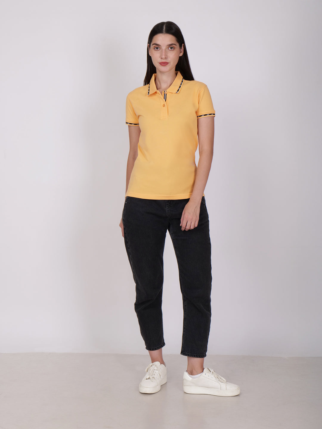 BAGATT Women's Orange Mercerized Cotton Polo T-Shirt