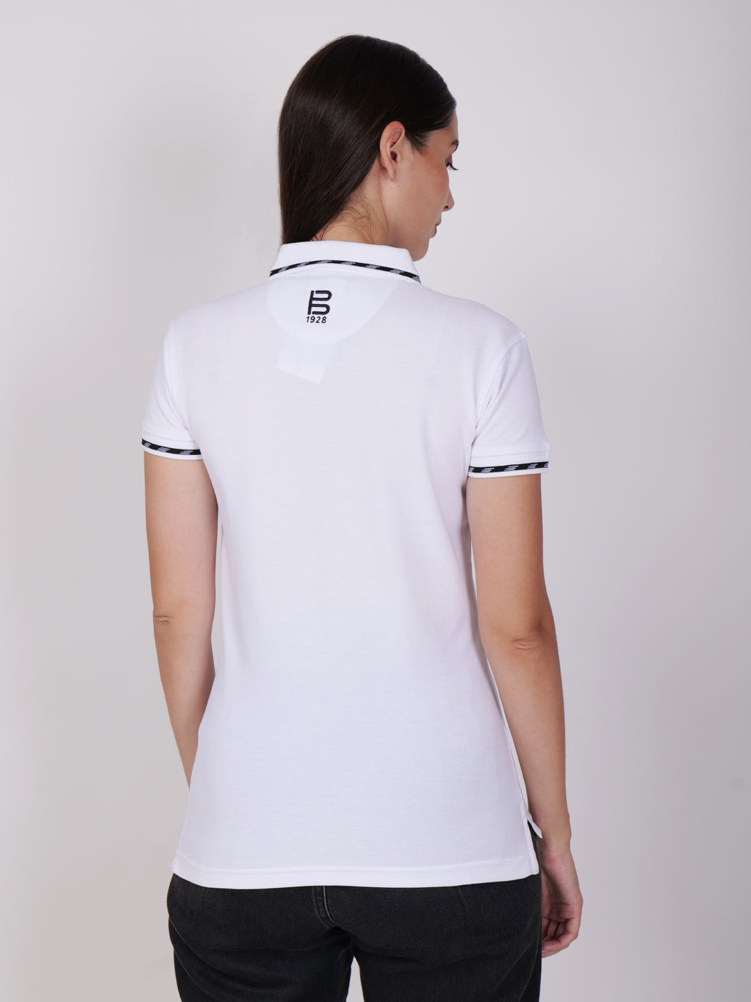 BAGATT Women's White Mercerized  Cotton Polo T-Shirt