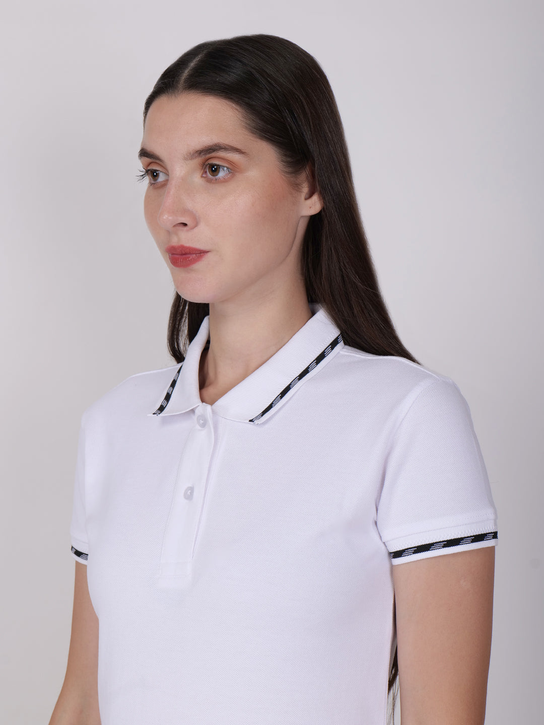 BAGATT Women's White Mercerized  Cotton Polo T-Shirt