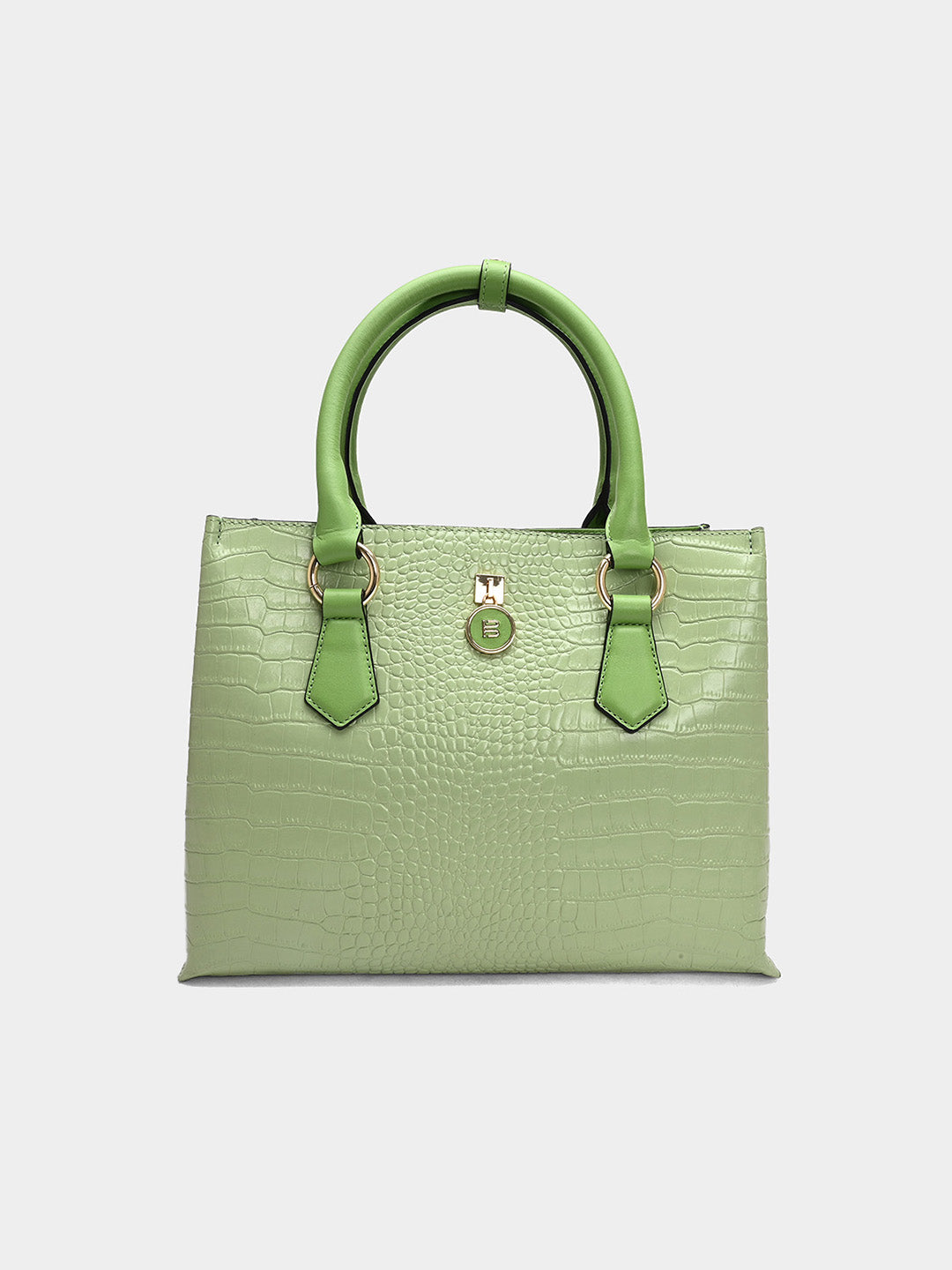 TT.BAGATT Lime Green Croco leather Satchel  Handbags