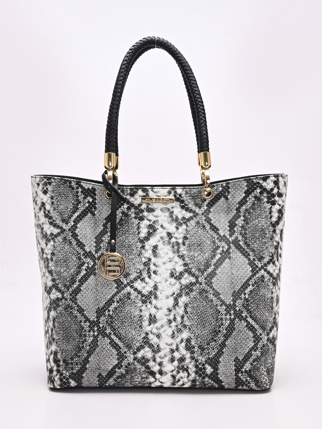 TT.BAGATT Black Snake print leather Tote Handbags