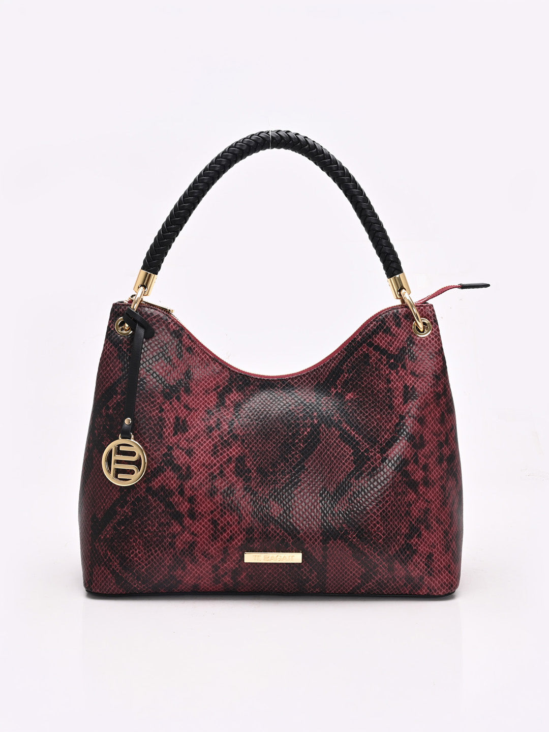 TT.BAGATT Black Snake print leather Hobo Handbags