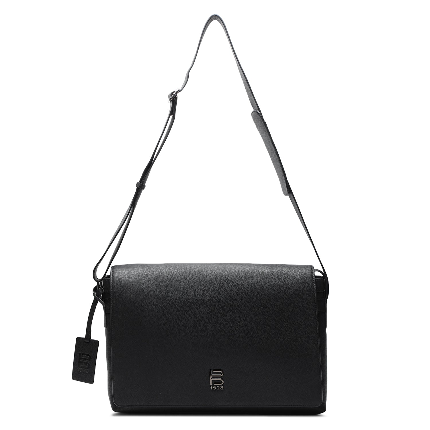 BAGATT Novara Black Leather Messenger Bag