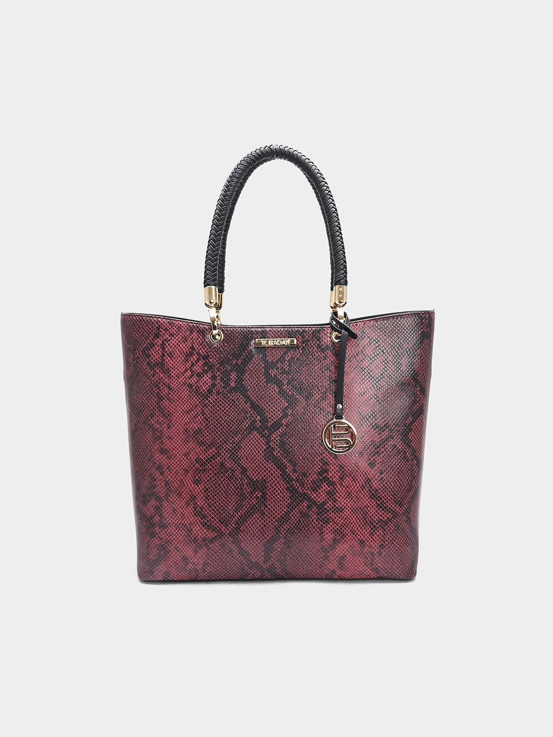 TT.BAGATT Black Snake print leather Tote Handbags