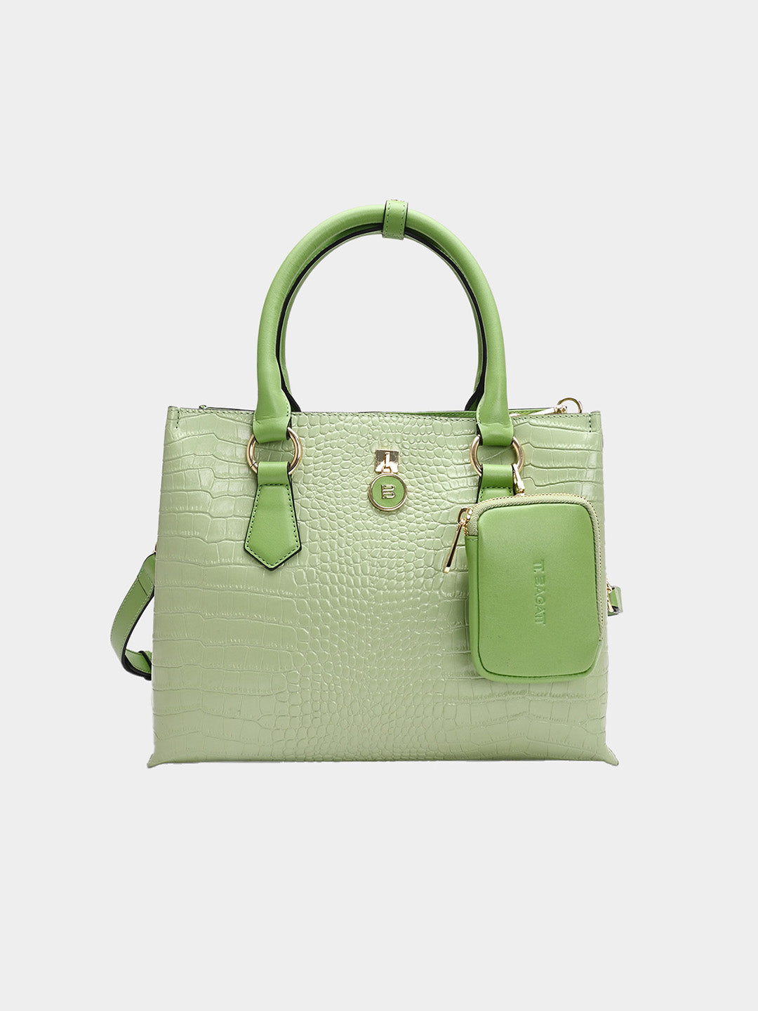TT.BAGATT Lime Green Croco leather Satchel  Handbags
