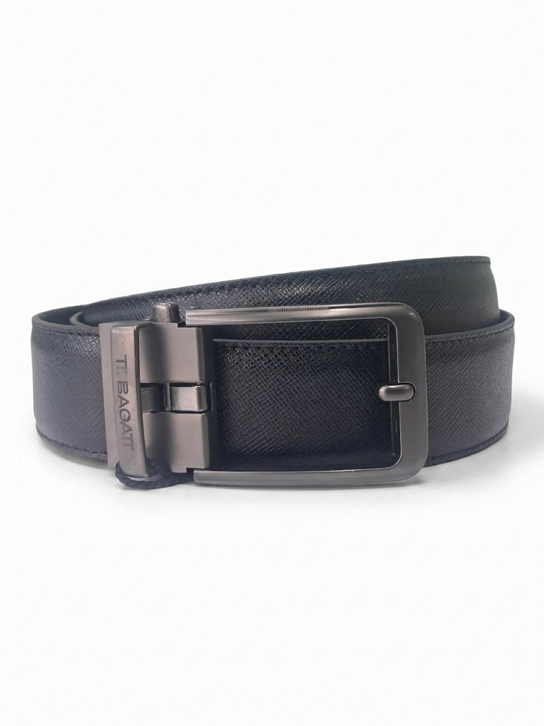 TT.BAGATT Black  Italian Leather Non-Reversible Belt