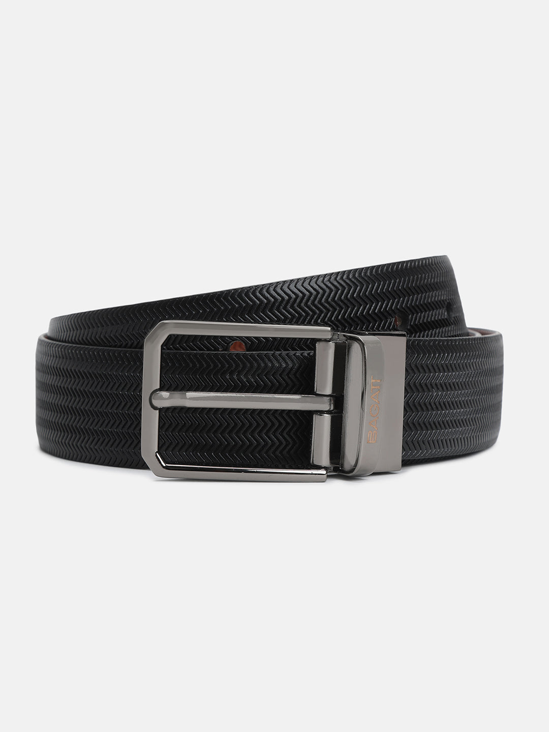 BAGATT Black/Light Brown Reversible Leather Belt