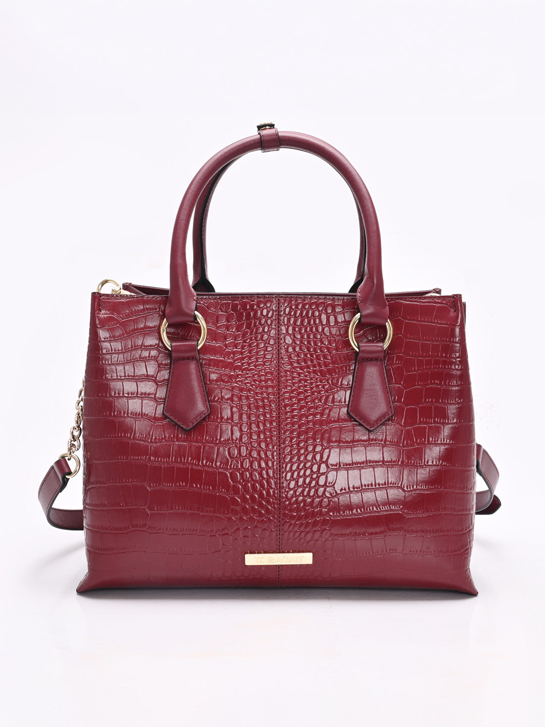 TT.BAGATT Wine Croco leather Satchel  Handbags