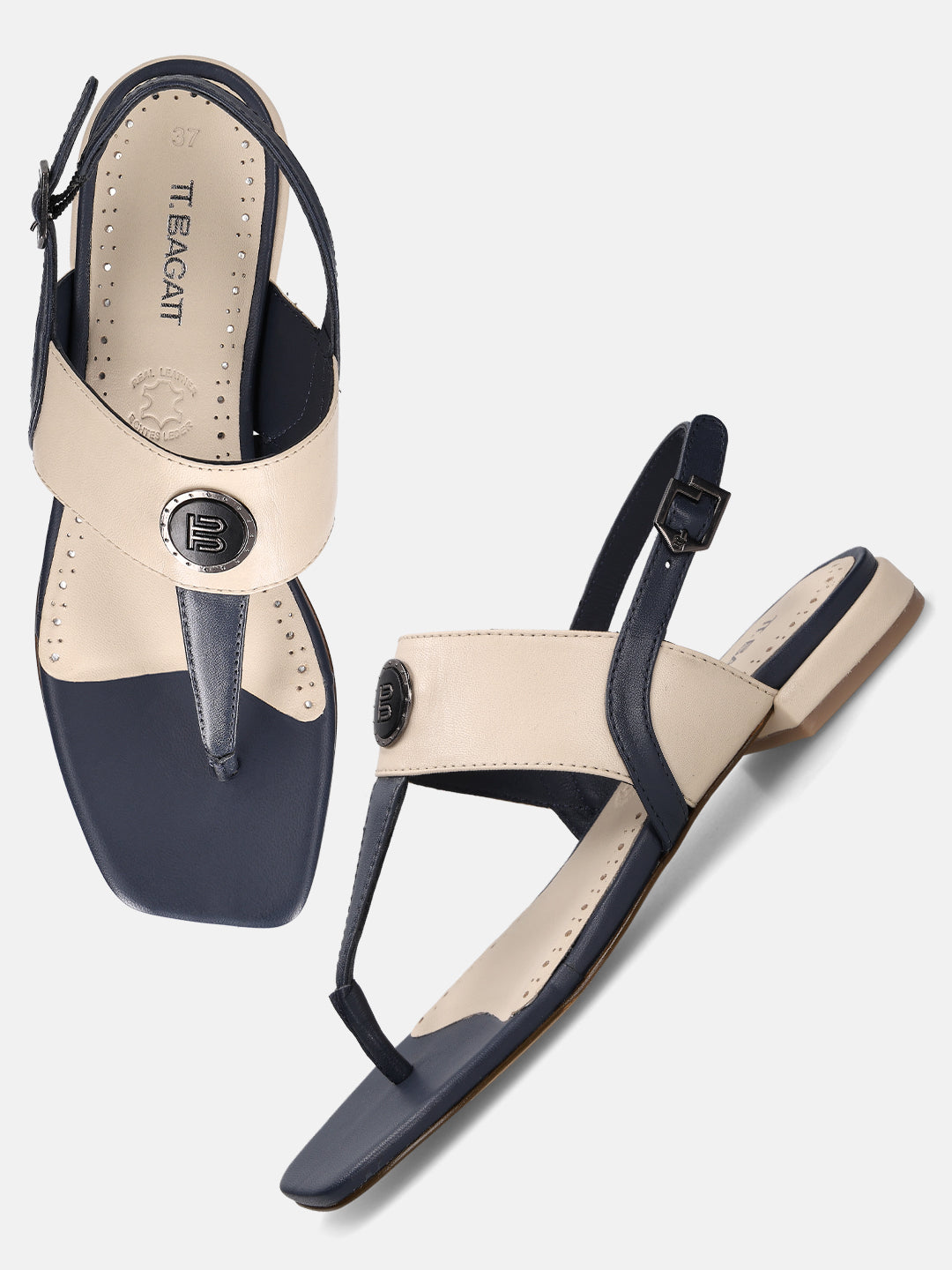 TT.BAGATT Glaze Off-White Premium Leather Thongs Flat Sandal