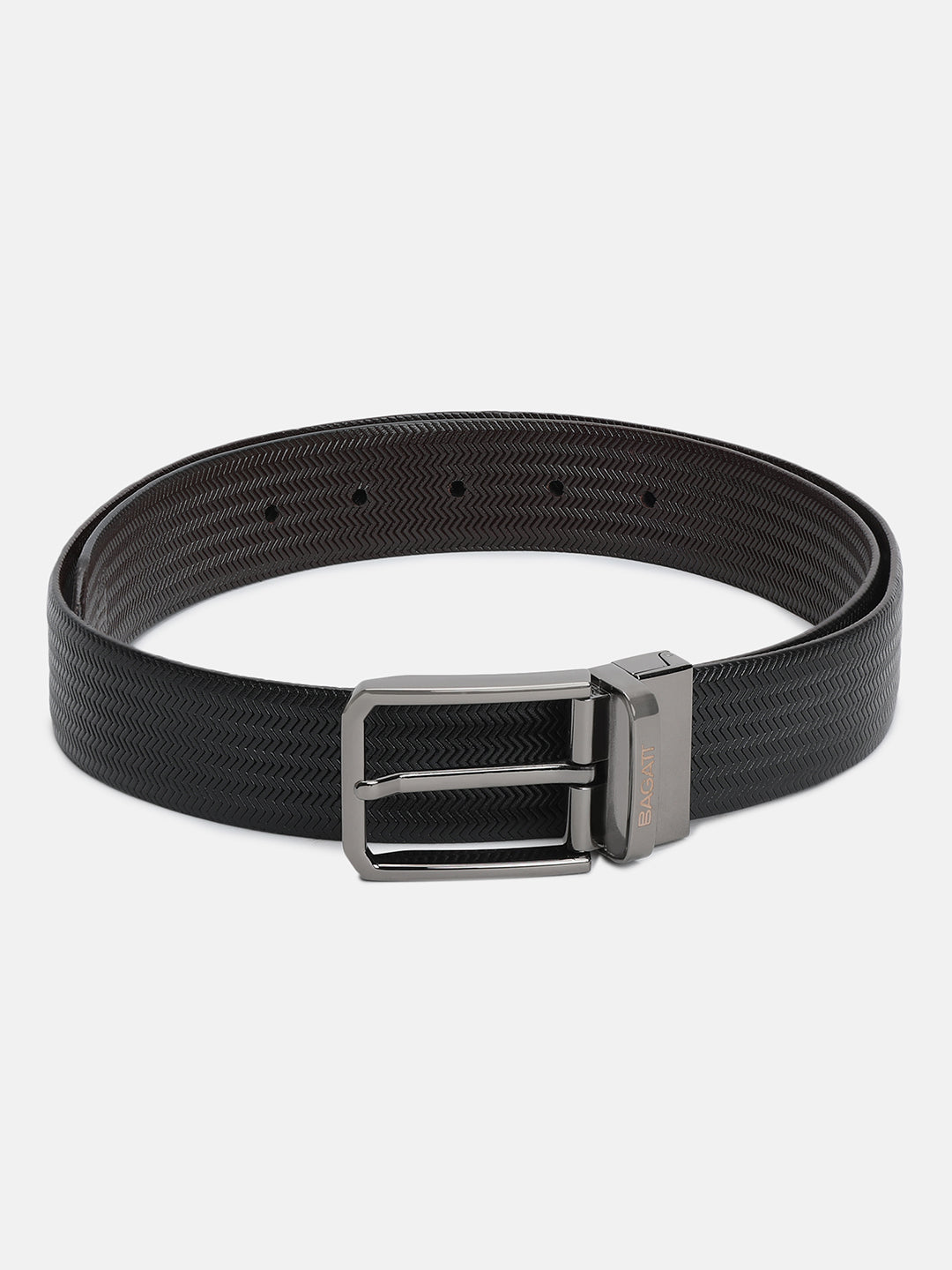 BAGATT Black/Dark Brown Reversible Leather Belt